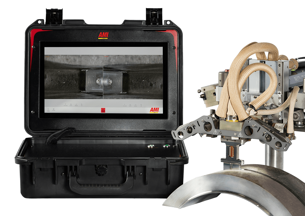 Use a specially designed configurable camera and monitor to record a weld puddle.